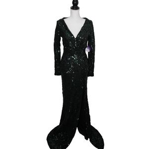 WINDSOR BLACK EMERALD SEQUIN GOWN